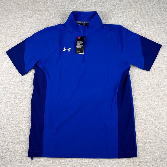 Under Armour Mens Top Small Blue Storm 1/4 Zip Pull Over‎ Short Sleeve Loose Fit - Picture 1 of 12